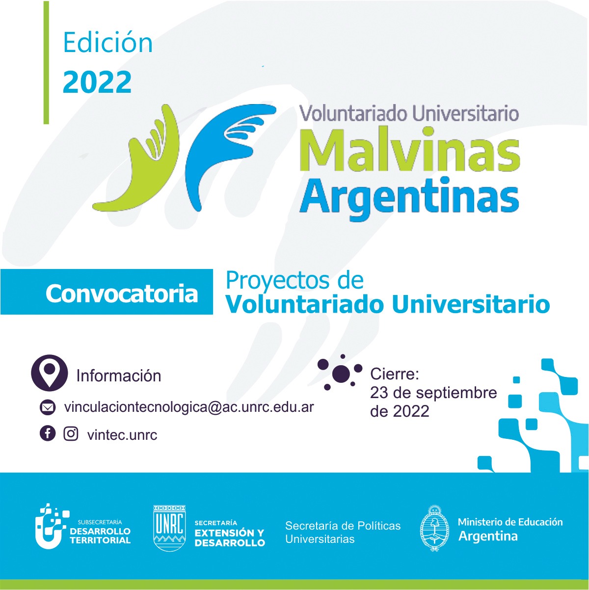 Convocatoria – Proyectos de Voluntariado Universitario «Malvinas Argentinas»