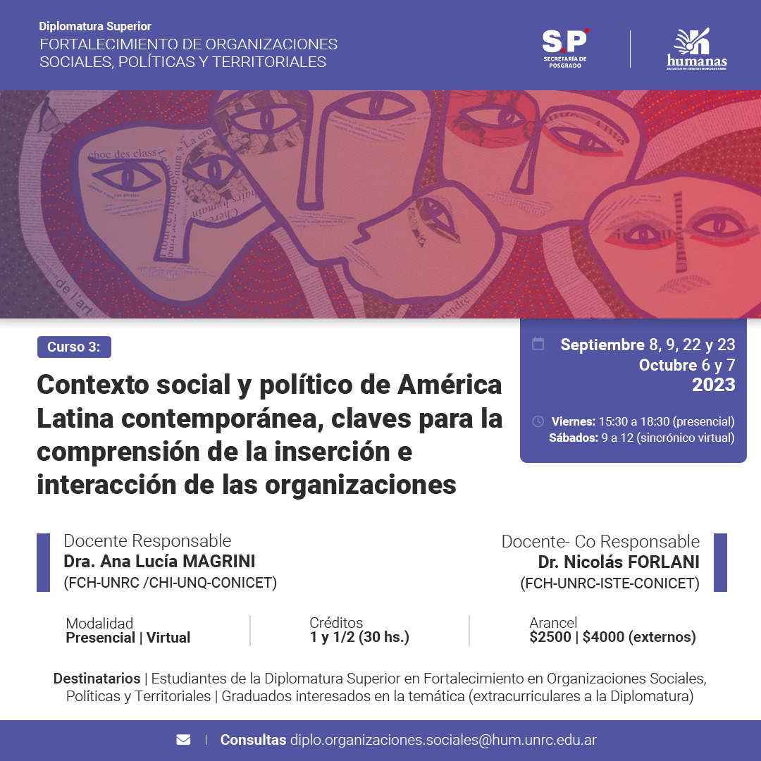 Curso 3: Contexto social y polĂtico de AmĂ©rica Latina contemporánea, claves para la comprensiĂłn de la inserciĂłn e interacciĂłn de las organizaciones