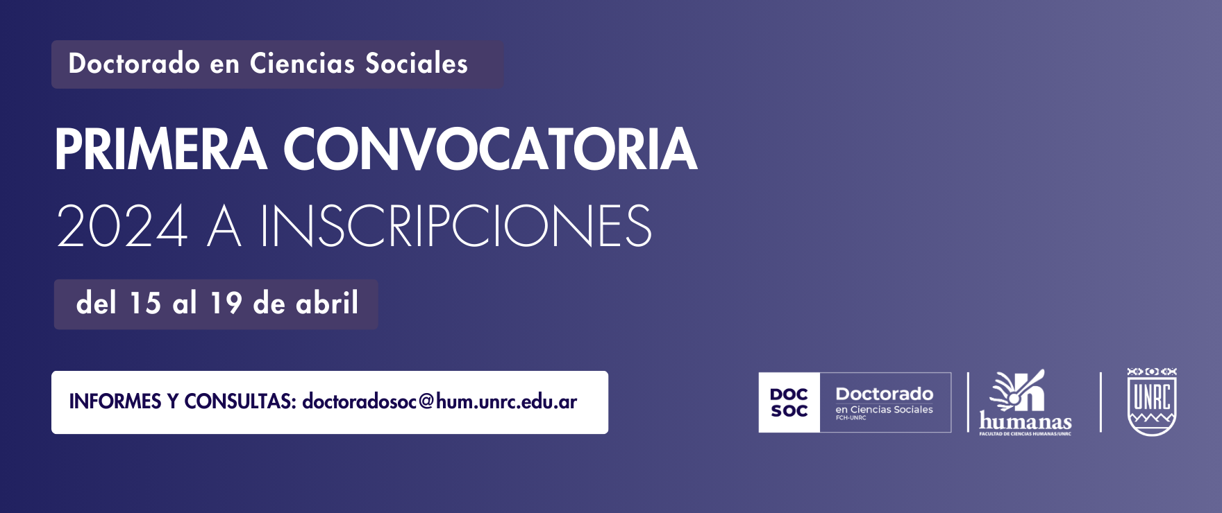 Inscripciones al DOCSOC – Primera Convocatoria 2024