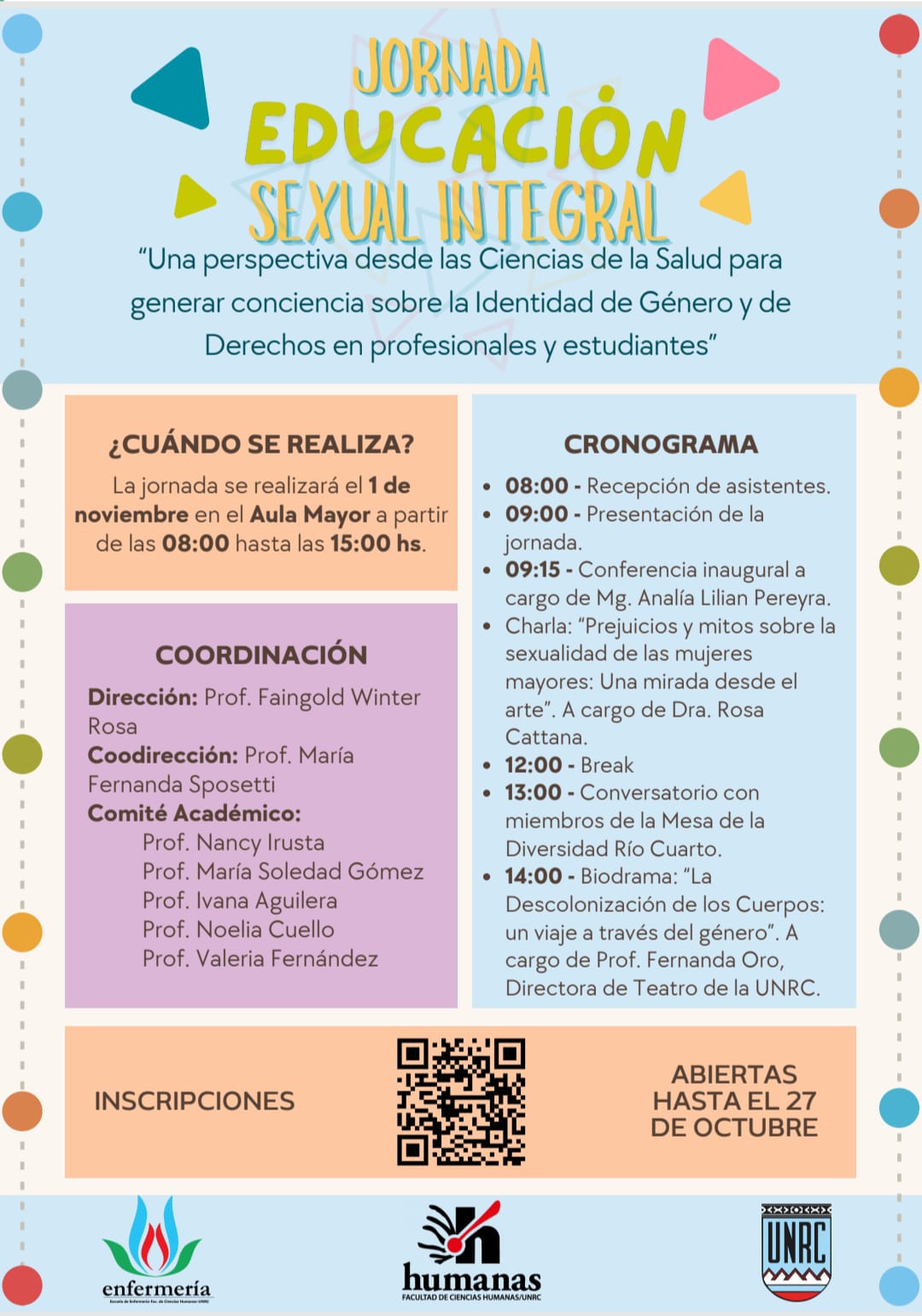 Jornada de Educación Sexual Integral: una perspectiva en las Ciencias de la Salud. Generando Conciencia sobre la Perspectiva de Género y de Derechos en Profesionales y Estudiantes