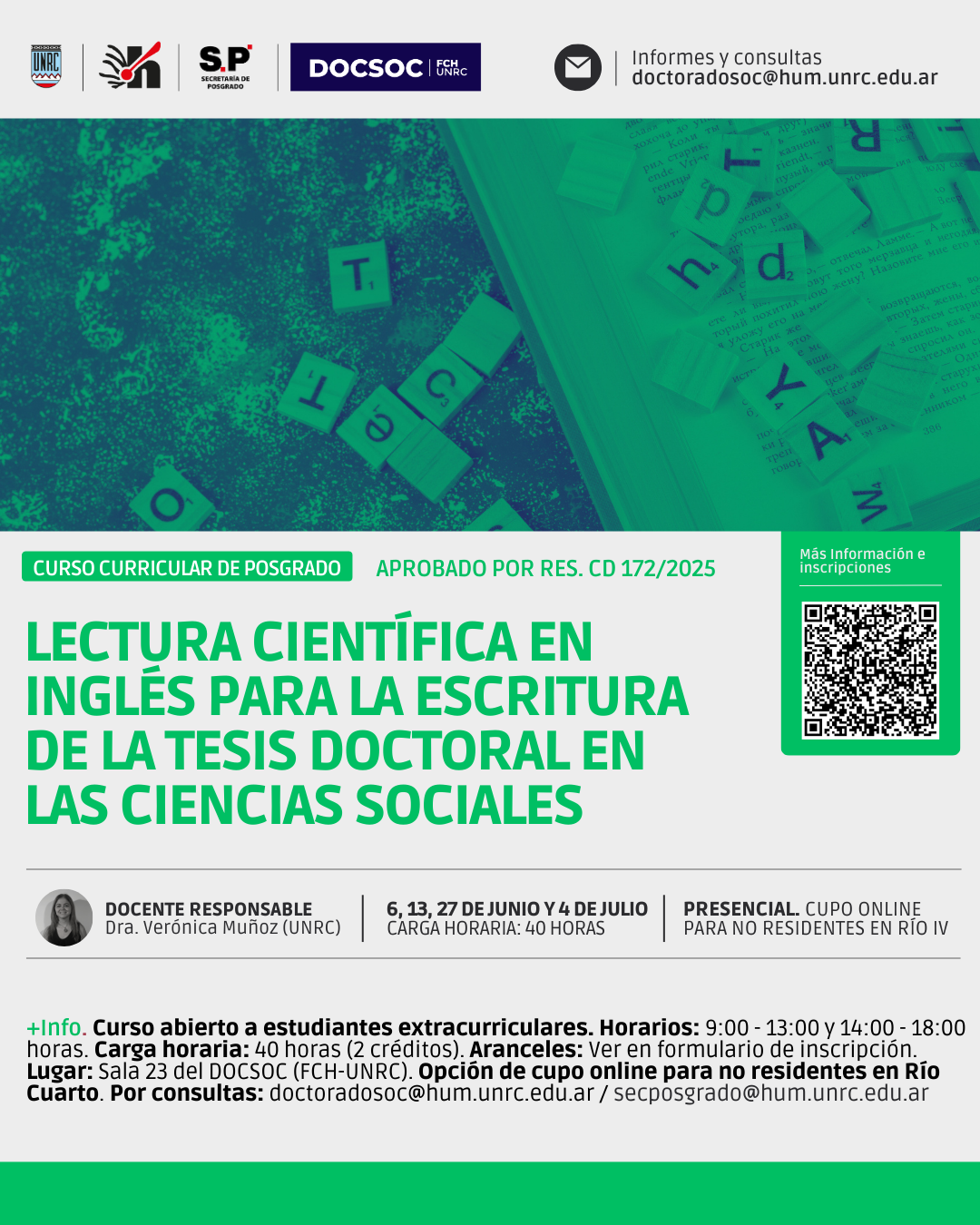 Lectura cientÃfica en inglés para la escritura de la tesis doctoral en las Ciencias Sociales