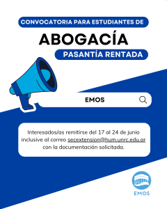 imagen ilustratia con el contenido del texto sobre la convocatoria para estudiantes de abogacia en EMOS